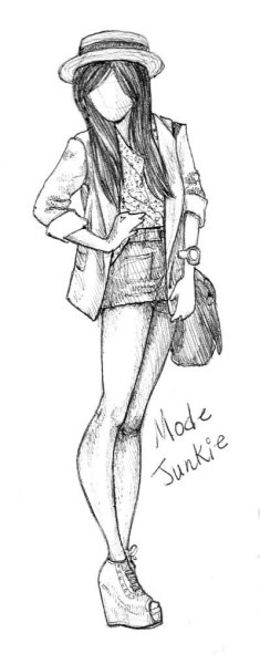 Девушка карандашом в полный рост