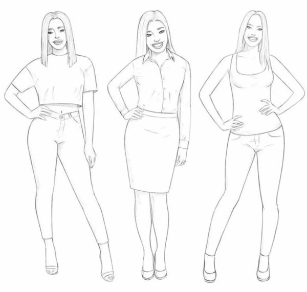 Кукла Барби для срисовки