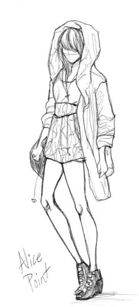 Рисунок девушки карандашом в полный рост