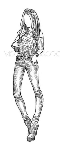 Зарисовка девушки в полный рост