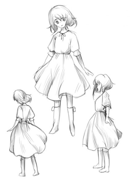 Рисунок поэтапный девочка в платье
