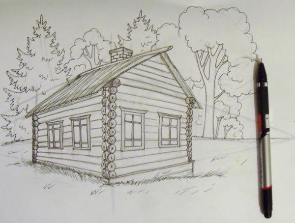 Русская изба раскраска