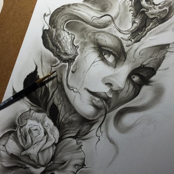 Фантастический лес в графике