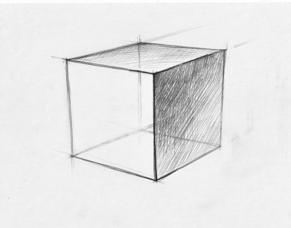 Куб в перспективе и сбоку