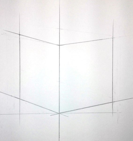 Кубик вид спереди в перспективе построение