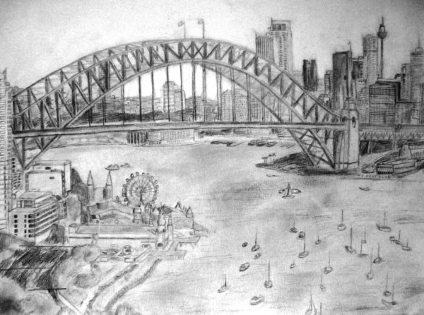 Арочный мост карандашом