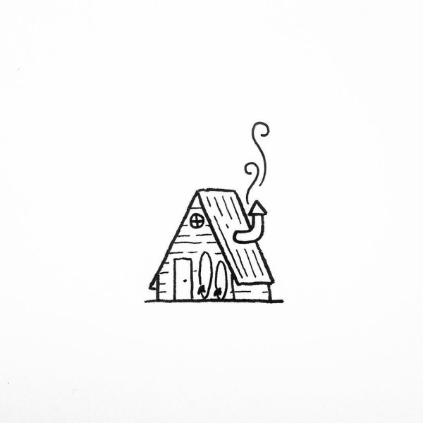 Домики черной ручкой