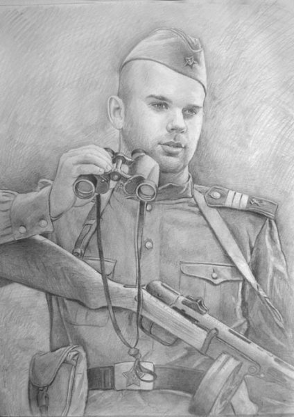 Солдат рисунок карандашом