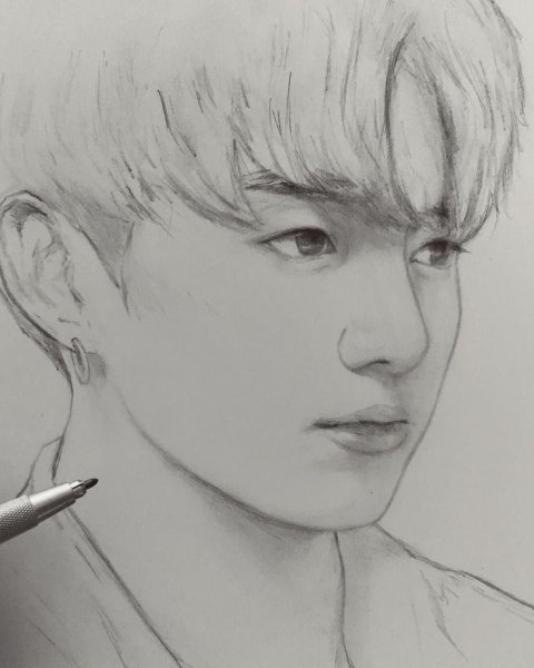 Нарисовать БТС Тэхен