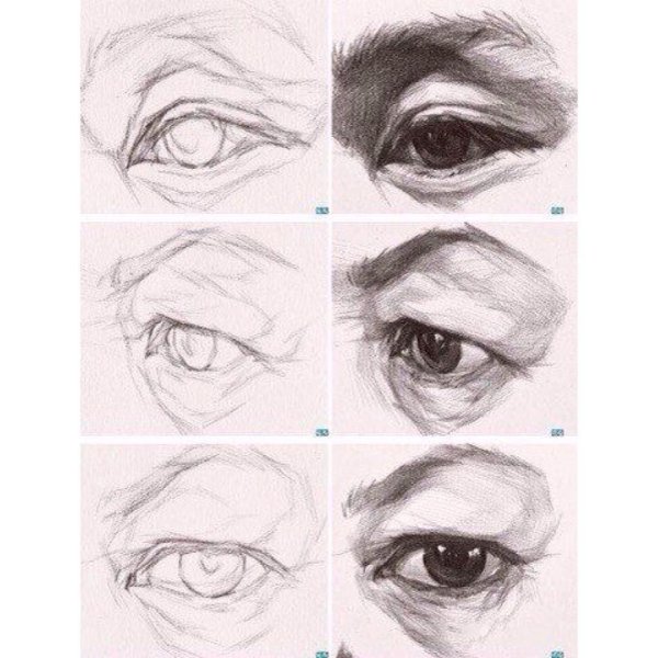 Зарисовки частей лица