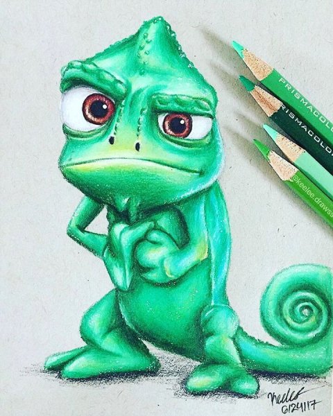 Персонажи цветными карандашами