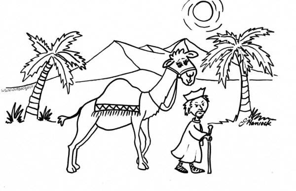 Оазис в пустыне раскраска