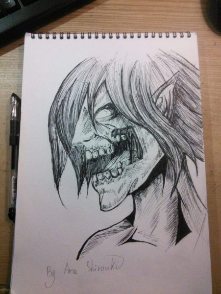 Атака титанов карандашом для срисовки титана