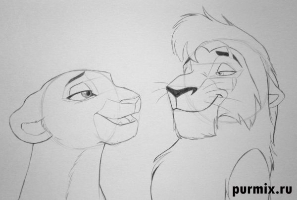 Король Лев карандашом Кову и Киара