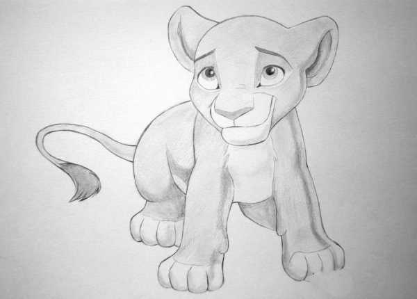 Рисунок Симбы карандашом