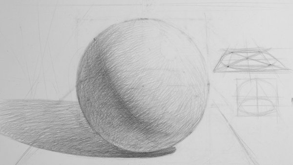 Шар штриховка карандашом Академический рисунок