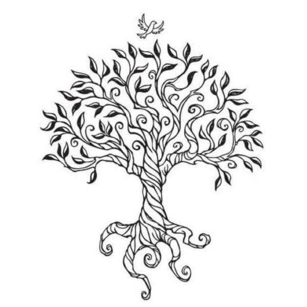Мировое дерево трафарет