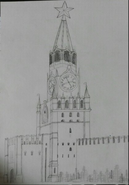 Спасская башня Московского Кремля раскраска