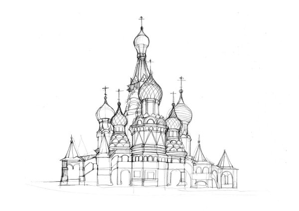 Московский Кремль карандашом