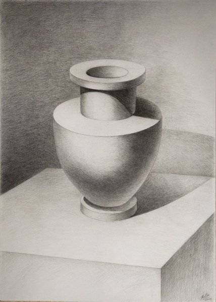 Натюрморт в графике ваза с цветами