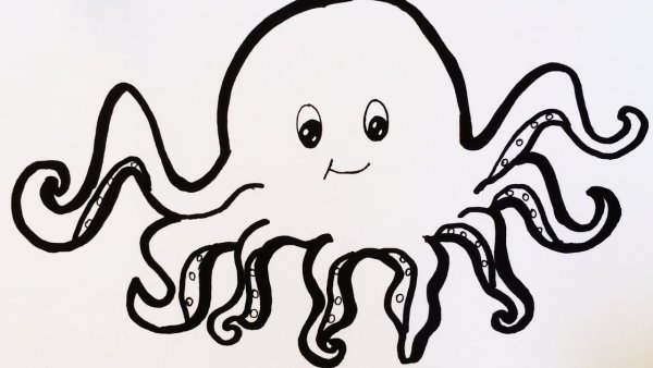 Осьминог трафарет для детей
