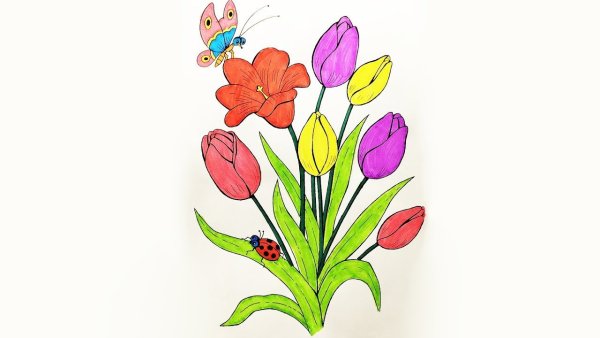 Роза раскраска