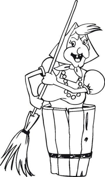 Баба Яга рисунок карандашом для детей