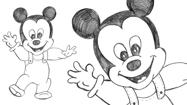 Микки Мауса карандашом