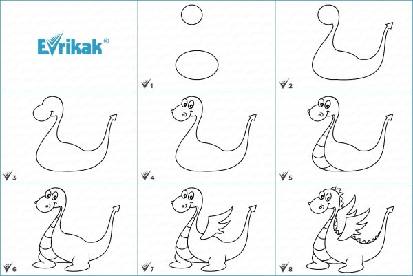 Рисуем дракона поэтапно для детей