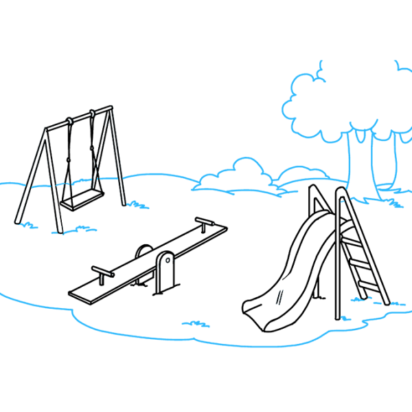 Рисуем качели с детьми