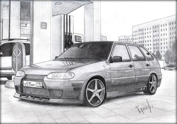 ВАЗ 2114 карандашом