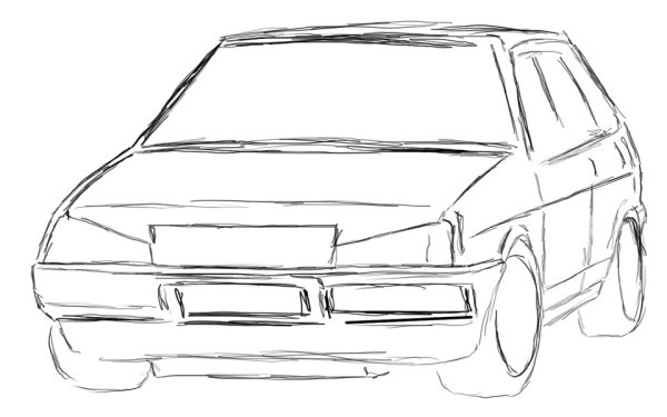 Рисунок ВАЗ 2115 карандашом сбоку