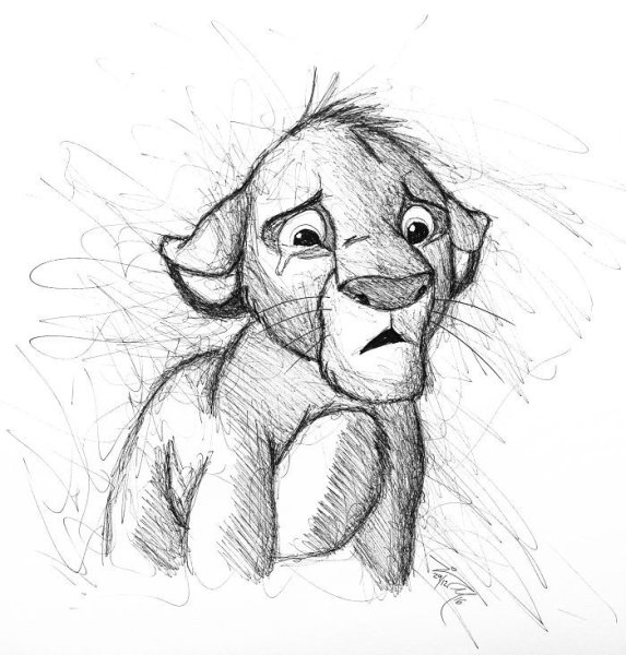 Симба рисунок карандашом