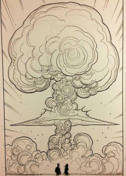 Атомный взрыв нарисованный