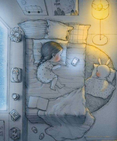 Спокойной ночи нарисованные карандашом