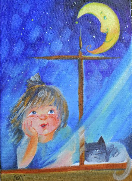 Ночь детская иллюстрация