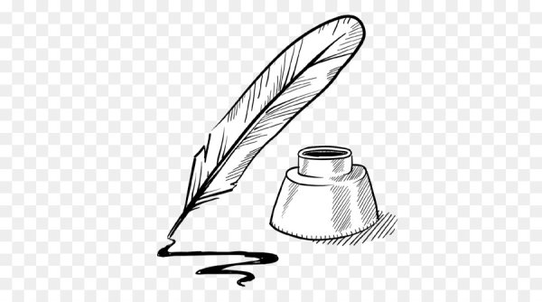 Раскраска перо и чернильница