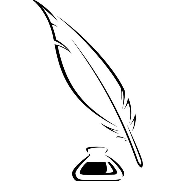 Перо и чернильница трафарет