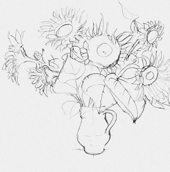 Поэтапное рисование вазы с цветами