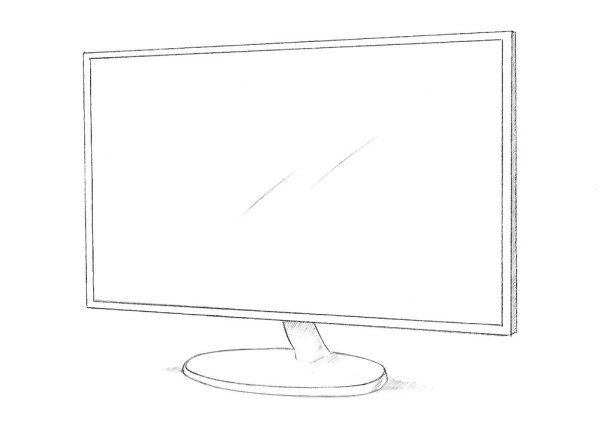 Объемный телевизор сбоку вектор