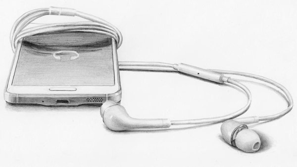 Нарисовать телефон с наушниками