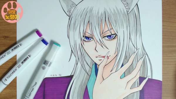 Рисунок Томоэ акварелью