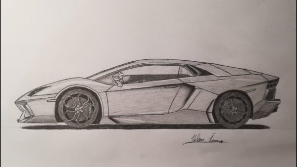 Ламборгини с боку карандашом