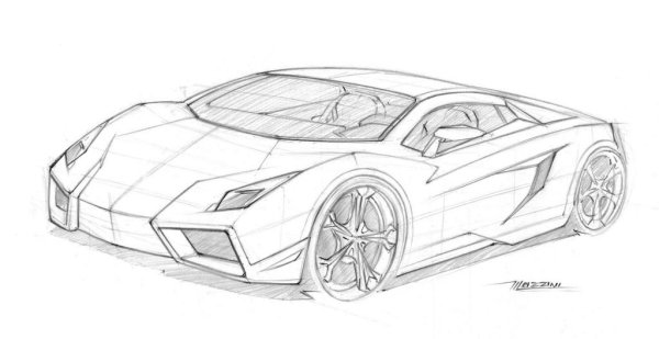 Ламборджини авентадор карандашом