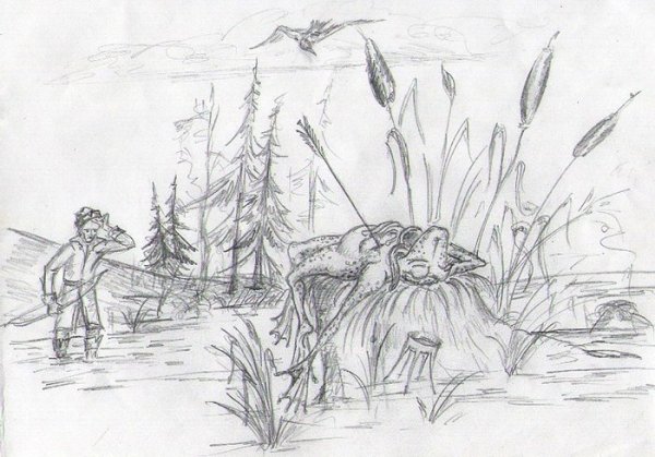 Болото рисунок карандашом