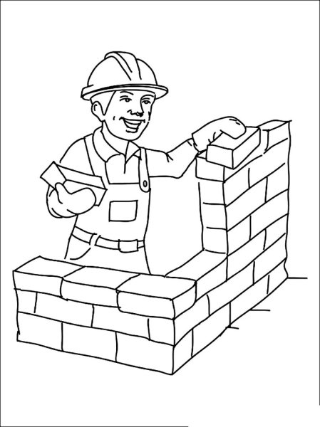 Строитель раскраска для детей