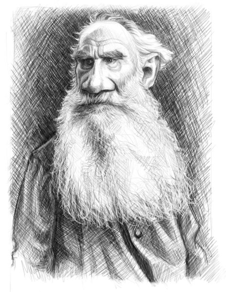 Портрет Льва Николаевича Толстого карандашом