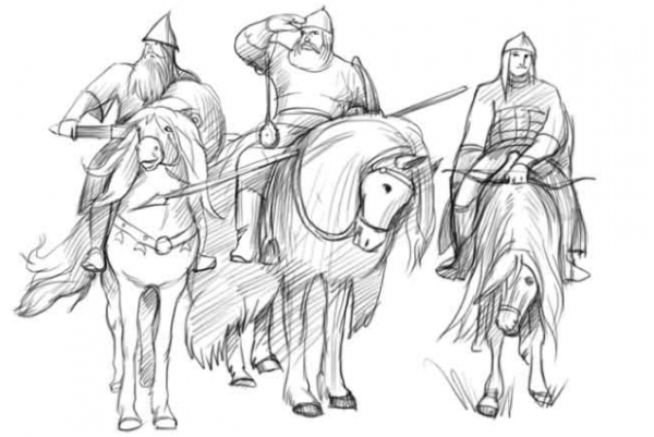 Семь богатырей раскраска