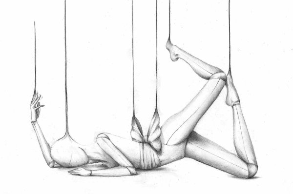 Театральная кукла карандашом