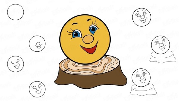 Колобок картинка для детей раскраска